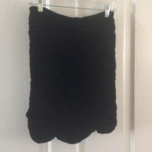 Rouched, Black Velvet Skirt